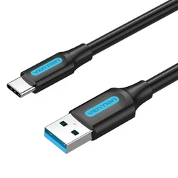 USB Cable VENTION USB 3.0 A Male to C Male Cable 1m Black PVC Type COZBF