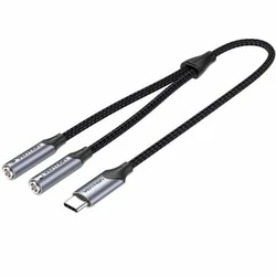 Audio Adapter Vention USB C to 2x 3.5mm Gray BGNHY