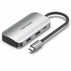 VENTION USB Hub Type C to USB 3.0 x4 PD 100W TNBHB Gray