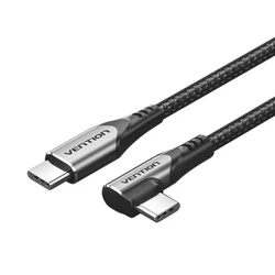 Vention Καλώδιο USB Type C Male to Type C Male Right Angle 3A 1M Gray TRAHF