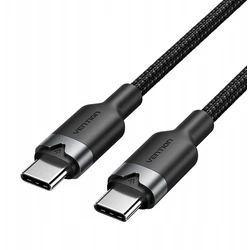 USB Cables VENTION USB 2.0 Type C Male to Type C Male 3A Cable 1M Black Aluminum Alloy Type TRDBF