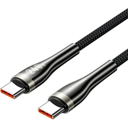 USB Cable VENTION Nylon Braided USB 2.0 Type C Male to Type C Male 5A 1.2m Black Zinc Alloy CTYBAV