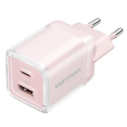 VENTION GaN Charger 2 Port USB C A 70W 22 5W with 5A USB C to USB C Cable 1M EU Plug Pink TZ FCGP0 EU