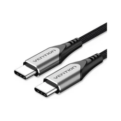 USB Cable Vention USB 2.0 C Male to C Male 5A 1M Black Flexible PVC Type