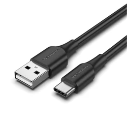 USB Cable Vention USB 2.0 A Male to C Male 3A 1M Black Flexible PVC Type CWABF