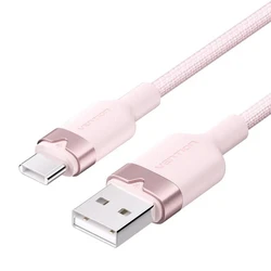 USB Cable Vention USB 2.0 A Male to C Male 6A Cable 1.5m Pink Flexible PVC Type CWBPG