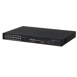 Dahua S3218-16ET-135 Unmanaged L2 PoE Switch — 16 x Gigabit RJ-45 + 2 x SFP (18 ports), 135W PoE Budget, 1U Rackmount