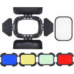Godox BD-07 Camera Accessory - Barn Door with Honeycomb Grid & 4 Color Filters (for AD200, Fresnel cap)