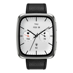 Amazfit Active 2 Square Stainless Steel 43mm Αδιάβροχο Smartwatch με Παλμογράφο (Μαύρο)