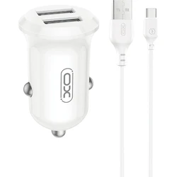 Car Charger XO CC67 Mini Smart Dual USB 2.4A with Type-C Cable