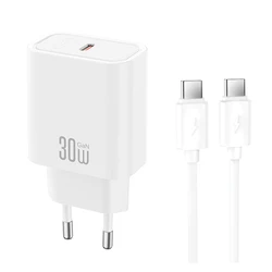 XO Φορτιστής USB C PD30W με Αποσπώμενο Καλώδιο USB C σε Λευκό Χρώμα