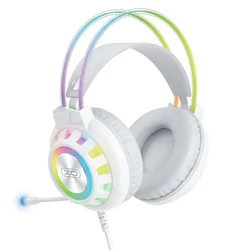 XO GE10 Gaming Ενσύρματα Ακουστικά RGB με Μικρόφωνο Λευκά