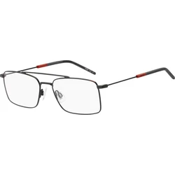 Hugo Boss HG-1120-BLX Men's Optical Glasses - Metal Rectangular Frame, Matte Black with Red Accents, Size 56/17/145