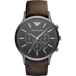 Emporio Armani Classic Men's Watch 46mm Chronograph AR2462 Brown Leather Strap