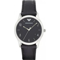 Emporio Armani Classic Men's Quartz Analog Watch 41 mm Black Leather Strap AR1865