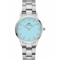 Daniel Wellington Iconic Link Γυναικείο Ρολόι 28mm Ασημί Μπρασελέ με Μπλε Καντράν DW00100540