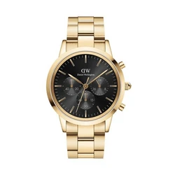 Daniel Wellington Iconic Men's 42mm Quartz Chronograph Watch Gold Metal Bracelet DW00100641