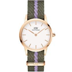 Daniel Wellington Γυναικείο Αναλογικό Ρολόι 28mm με Πράσινο Υφασμάτινο NATO Λουράκι (DW00100680)