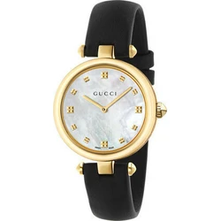 Gucci Diamantissima Women's Quartz Watch 32mm YA141404 Black Leather Strap