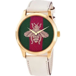Gucci G-Timeless Women's Quartz Watch YA1264128, 38MM Beige Leather Strap