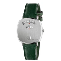 Gucci Unisex 35mm Quartz Watch YA157406 with Green Leather Strap