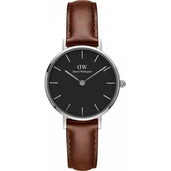 Daniel Wellington Classic Petite St Mawes Women's Watch 28mm Quartz Black Dial Brown Leather Strap DW00100237