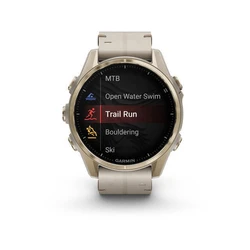 Garmin Fenix 8 Stainless Steel 43mm Αδιάβροχο Smartwatch με Παλμογράφο (Sapphire, Soft Gold με δερμάτινο λουράκι Limestone)