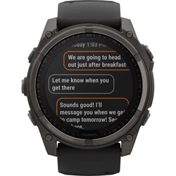 Garmin Fenix 8 Solar Titanium 51mm Smartwatch (Sapphire, Carbon Grey DLC Titanium, Black/Pebble Grey Silicone Band)