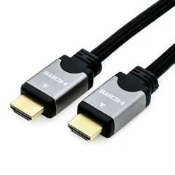 Roline HDMI High Speed Καλώδιο με Ethernet, HDMI αρσ.-αρσ., μαύρο/ασημί, 2 m