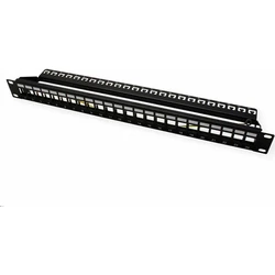 ROLINE 19" 1U Keystone Patch Panel, 24-Port, Cat6, Shielded, Black (48.26 cm)