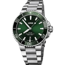 Oris Aquis Men's Watch 43.5 mm Automatic - Green Dial, Stainless Steel Bracelet