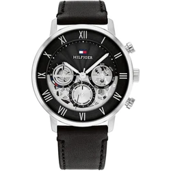 Tommy Hilfiger Legend Men's Quartz Watch 44 mm Black Leather Strap 1710565