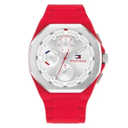 Tommy Hilfiger Neo Male Men's Watch 44mm Quartz Chronograph Red Silicone Strap 1792123