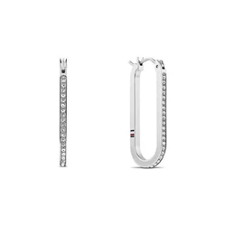 Tommy Hilfiger Σκουλαρίκια Κρίκοι από Ατσάλι με Πέτρες 3CM