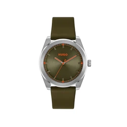 HUGO Men's Watch 42 mm Green Leather Strap (Model 1530351)