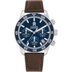 Tommy Hilfiger Dressed Blue Men's Watch 41mm Quartz Chronograph Brown Leather Strap - 1792163
