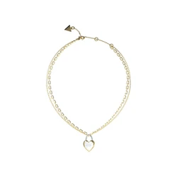 Guess Heart Necklace Gold-Tone Stainless Steel with Zircon 40 cm