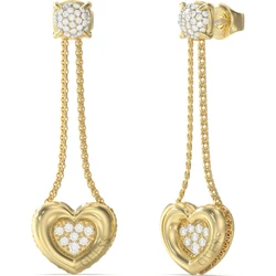 Guess L.O.V.E. Earrings — Gold-plated Stainless Steel with Stones, Model JUBE05462JWYG