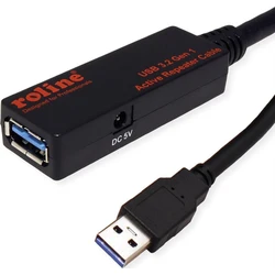 ROLINE ενεργό επαναληπτικό καλώδιο USB 10 m (USB-A male σε USB-A female) - Μαύρο