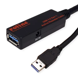Roline Ενεργό Επαναληπτικό Καλώδιο USB 3.2 Gen1 (USB‑A αρσενικό σε USB‑A θηλυκό), 15 m
