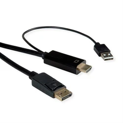ROLINE DisplayPort (male) to HDMI (male) Cable, 2 m, Black