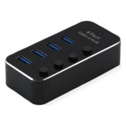 Roline USB 3.2 Gen 1 Notebook Hub, 4 Ports, individually switchable, black