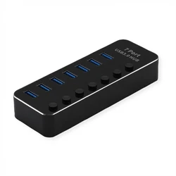 Roline USB 3.2 Gen 1 Notebook Hub — 7‑Port USB‑A Hub with Individual On/Off Switches (Model 14.02.5057)