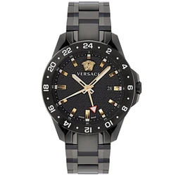 Versace Sport Tech GMT Men's Quartz Analog Watch with Black Metal Bracelet VE2W00622