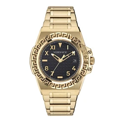 Versace Greca Reaction Men's 44mm Quartz Watch with Gold Metal Bracelet VE3I00522