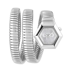 Philipp Plein Γυναικείο Ρολόι Snake Hexagon 28mm PWZAA0123 – Γκρι Μεταλλικό Μπρασελέ