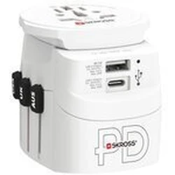SKROSS Pro Light USB AC30PD World - Αντάπτορας ταξιδίου με USB-C Power Delivery, Λευκός