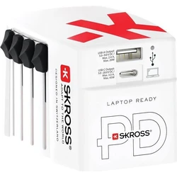 SKROSS World USB Charger AC45PD με USB-C καλώδιο, Λευκό