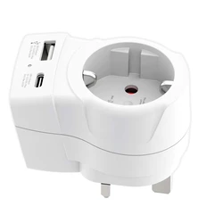 SKROSS Αντάπτορας EU σε UK Type G με USB‑A και USB‑C 20W Λευκό
