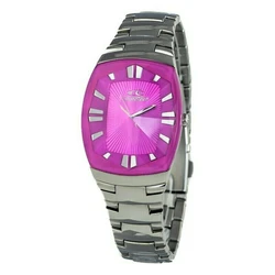 Chronotech Γυναικείο Ρολόι CT7065L-25M 30mm Ασημί Μεταλλικό Μπρασελέ Ροζ Καντράν